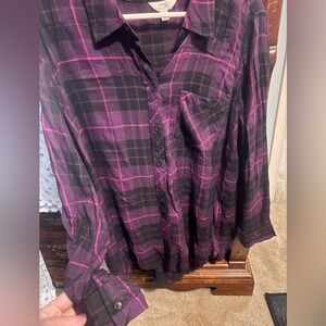 Terra & Sky Purple and Pink Plaid Shirt